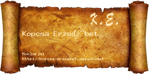 Kopcsa Erzsébet névjegykártya